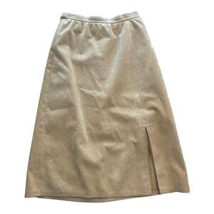 VINTAGE “Olympic” Made in Canada tan suede feel skirt A-line front slit small?